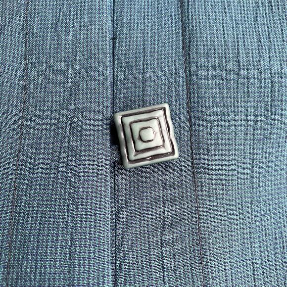 90s Vintage Teal Geometric Lightweight Shirt Jacket- Size 12P - Picture 7 of 10